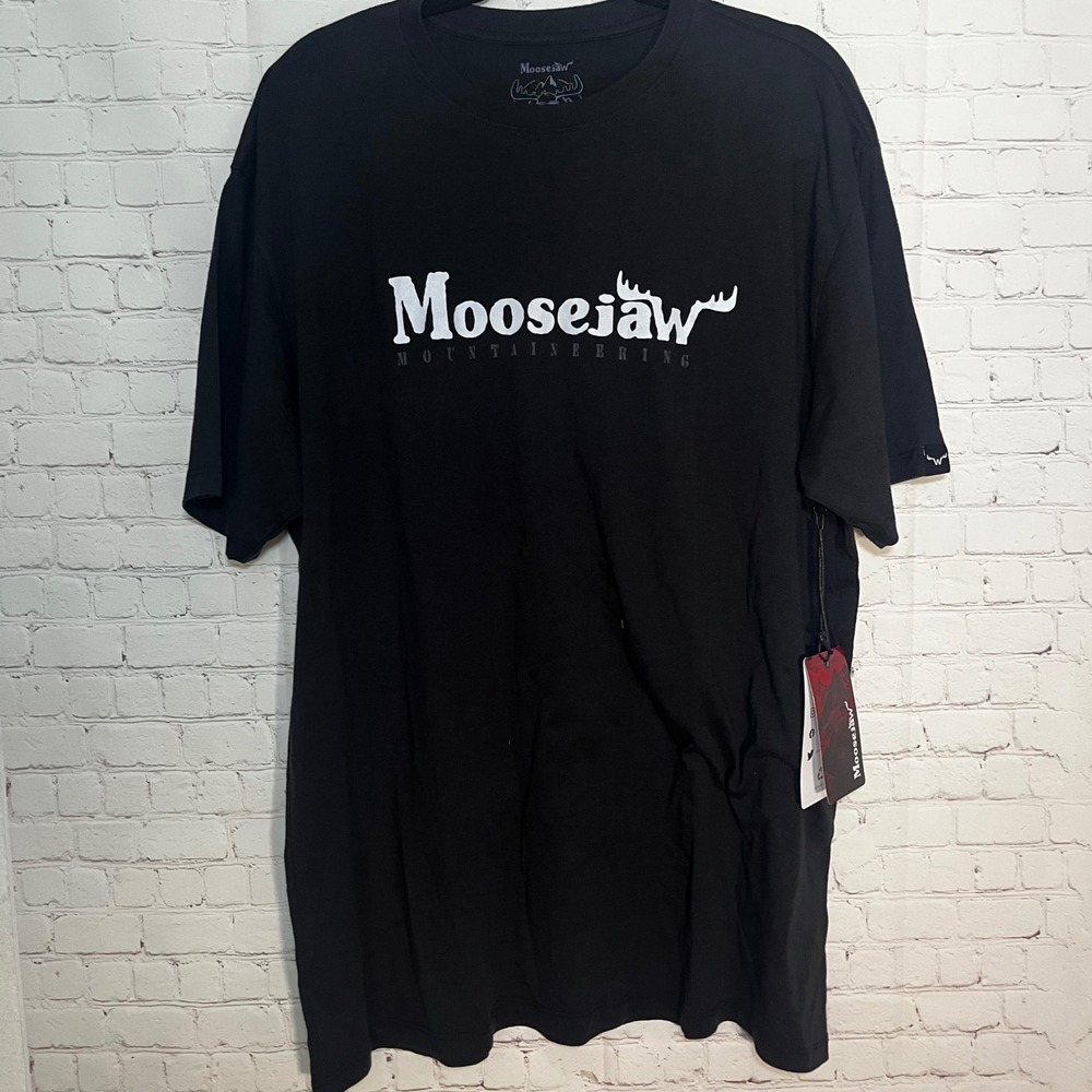 Moosejaw Mountaineering Mens XXL Black Graphic T-Shirt Recycled Cotton Blend NEW